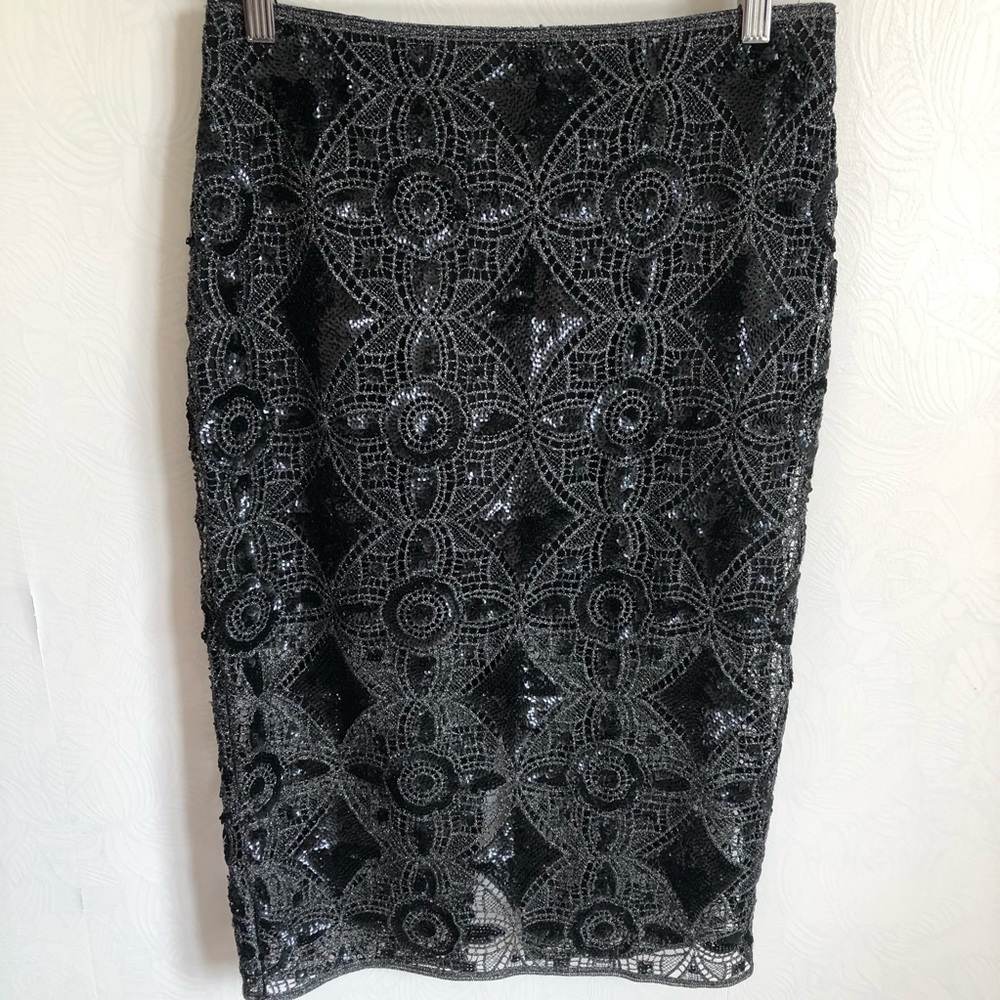 EXPRESS Midi Sequin Sparkly detail skirt s…